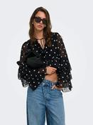 Onlnovara Ruffle Blouse-Black/White Polka Dots image