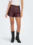 Onlsmooth High Waist Faux Leather Shorts-Burgundy Fudge image