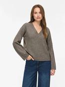 Viliga V-Neck Knit Sweater-Brown/Beige image