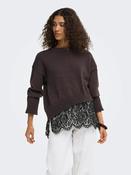 Onlevie Knit Lace Mix Sweater-Coffee Bean/Black Lace
