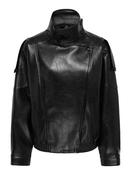 Jdyraye Oversized Faux Leather Bomber Jacket-Black