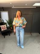 Stella Floral Balloon Sleeve Shirt-Green Multi image