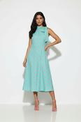 Sleeveless Polka Dot Midi Dress-Aqua/Pink Polka Dot image