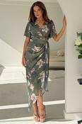 Drew Puff Sleeve Wrap Front Midi Dress Floral Print image