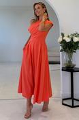 Dollie Asymmetric Neckline Skater Midi Dress Orange image