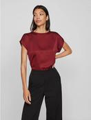 Viellette Short Sleeve Satin Top-Cabernet image