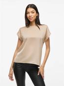 Viellette Short Sleeve Satin Top-Cement image