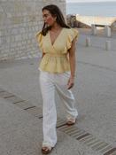 Pcawace High Waist Linen Blend Trousers- White image