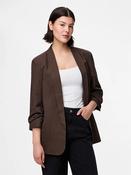 Pcbosella 3/4 Pinstripe Blazer-Hot Fudge