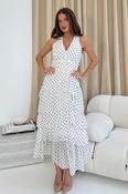 Cassia Layered Frill Midi Dress White Spot image
