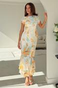 Roxy Boat Neck Frill Midi Abstract Print image