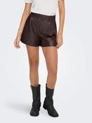 Onlsmooth High Waist Faux Leather Shorts-Chocolate image