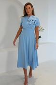 Minta Bow Detail Short Sleeve Midi Dress Sky image