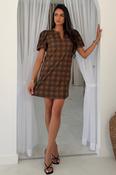 Kiri Check Puff Sleeve Mini Dress Green image
