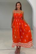 Abby Orange Border Print Maxi Dress image