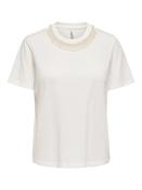 Onlparker Pearl Neck T-Shirt-White image