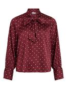 Vialberte Long Sleeve Top-Burgundy/Pink Polka Dot