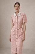 Button Dress in Sheer Lace-Pink image