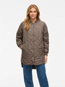 Vitate Long Quilted Jacket- Brown