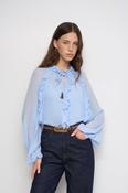 Salsa Blue Ruffle Blouse image