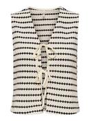 Onleva Stripe Knit Tie Waistcoat- Black/Cream