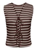 Onleva Stripe Knit Tie Waistcoat- Brown/Cream