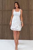 Celeste 3D Floral Square Neck Mini Dress Ivory