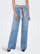 Onlmadison High Waist Wide Leg Jeans with Scarf Belt-Medium Blue Denim image