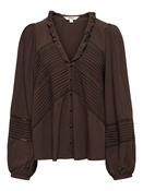 Onleugina V Neck Dobby Top-Coffee Bean