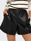 Onlsmooth High Waist Faux Leather Shorts-Black image