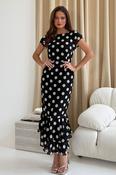 Roxy Boat Neck Frill Midi Black Spot
