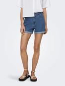 Onlvega High Waist Mom Denim Shorts-Dark Blue Denim image