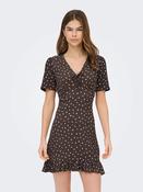Onlmolly V Neck Dress-Brown/White Polka Dots