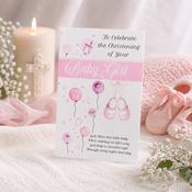 Baby Girl Christening Card – Soft Pink Traditional Design image