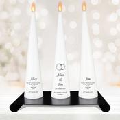 Personalised Wedding Cone Candles Silver Rings image