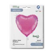 Heart 18inc Glitter Holographic Fuxia - Single Pack image