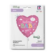 Welcome Baby Girl Holographic 18" Single Pack image