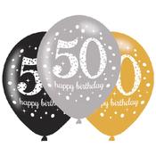 Sparkling 50th Birthday Latex Balloons (6) 27.5 cm image