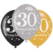 Sparkling 30th Birthday Latex Balloons (6) 27.5 cm image