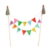 Happy Birthday Bunting Card Cake Topper &amp; Thread Tassels