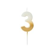 Gold Ombre Number '3' Candle