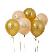 Gold &amp; Nude 'Sixty' 12" Latex Balloons - Pack of 6 image