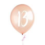 Rose Gold Number '13' Latex 12'' Balloons - Pack of 5 image