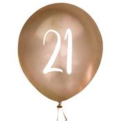 Gold Number '21' Latex 12" Balloons - Pack of 5 image