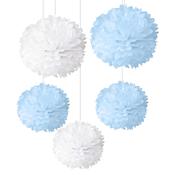 Blue &amp; White Pom Poms - Pack of 5 image