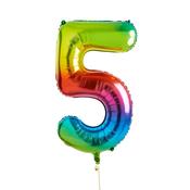 Rainbow Number '5' Foil 34" Balloon image