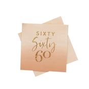 Gold Foiled 'Sixty' Paper Napkins - Pack of 16 image