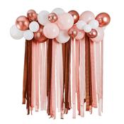 BACKDROP KIT BALLOON AND STREAMERS ROSE GOLD