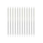Silver Ombre Tall Skinny Candles - Pack of 12