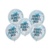 Happy Father's Day Blue Confetti  Filled Latex 12" Balloons 5 Pack image